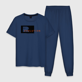 Мужская пижама хлопок с принтом R Evolution в Тюмени, 100% хлопок | брюки и футболка прямого кроя, без карманов, на брюках мягкая резинка на поясе и по низу штанин
 | evolution | life | revolution | жизнь | революция | эволюция