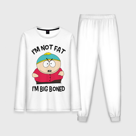 Мужская пижама с лонгсливом хлопок с принтом Я не толстый ,  |  | Тематика изображения на принте: eric cartman | south park | эрик картман | южный парк | я не толстый у меня кость широкая