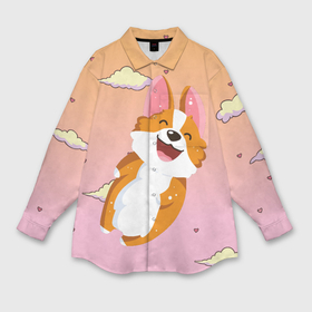 Мужская рубашка oversize 3D с принтом Милый корги в Кировске,  |  | Тематика изображения на принте: corgi | корги | маленькая собачка | милый | милый корги | рыжая | рыжая собачка | собака | собачка | такси