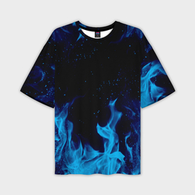 Мужская футболка oversize 3D с принтом Синий огонь blue fire ,  |  | abstraction | blue fire | bones | fire | geometry | hexagon | neon | paints | skull | stripes | texture | triangle | абстракция | брызги | геометрия | краски | неон | неоновый | огонь | соты | текстура | черепа