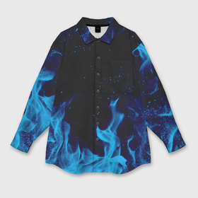 Мужская рубашка oversize 3D с принтом Синий огонь blue fire ,  |  | abstraction | blue fire | bones | fire | geometry | hexagon | neon | paints | skull | stripes | texture | triangle | абстракция | брызги | геометрия | краски | неон | неоновый | огонь | соты | текстура | черепа
