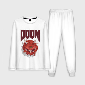 Мужская пижама с лонгсливом хлопок с принтом Doom в Санкт-Петербурге,  |  | demons | devil | doom | doom eternal | doom slayer | hell | slayer | ад | демоны | дум