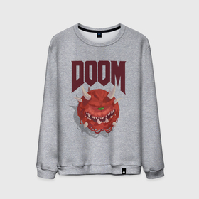 Мужской свитшот хлопок с принтом Doom в Екатеринбурге, 100% хлопок |  | demons | devil | doom | doom eternal | doom slayer | hell | slayer | ад | демоны | дум