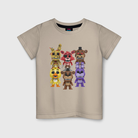 Детская футболка хлопок с принтом Five Nights At Freddys All , 100% хлопок | круглый вырез горловины, полуприлегающий силуэт, длина до линии бедер | Тематика изображения на принте: 