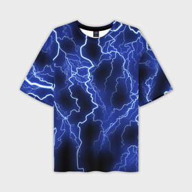 Мужская футболка oversize 3D с принтом Молния neon в Петрозаводске,  |  | гроза | гром | молния | небо | неон | неоновый | ночь | природа | разряд | текстура | ток | электричество | яркий