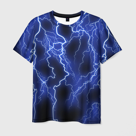 Мужская футболка 3D с принтом Молния neon в Курске, 100% полиэфир | прямой крой, круглый вырез горловины, длина до линии бедер | гроза | гром | молния | небо | неон | неоновый | ночь | природа | разряд | текстура | ток | электричество | яркий