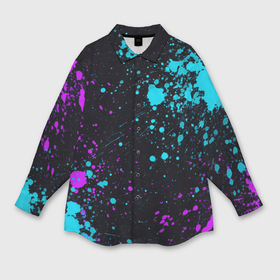 Мужская рубашка oversize 3D с принтом Брызги краски neon в Тюмени,  |  | Тематика изображения на принте: neon | брызги | брызги краски | кляксы | краска | неон | неоновые | пятна | цветной | яркий