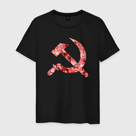 Мужская футболка хлопок с принтом Ахегао СССР в Новосибирске, 100% хлопок | прямой крой, круглый вырез горловины, длина до линии бедер, слегка спущенное плечо. | аниме | ахегао | серп и молот | ссср | тян