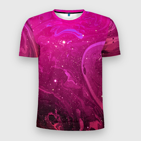 Мужская футболка 3D Slim с принтом Розовый космос в Кировске, 100% полиэстер с улучшенными характеристиками | приталенный силуэт, круглая горловина, широкие плечи, сужается к линии бедра | colors | galaxy | paints | space | star
nebula | texture | абстракция | брызги | вселенная | галактика | звезда | звезды | космический | краски | планеты | текстуры