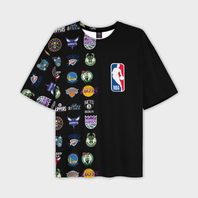 Мужская футболка oversize 3D с принтом NBA Team Logos 2 ,  |  | ball | basketball | sport | streetball | баскетбол | мяч | нба | спорт | стритбол