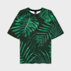 Мужская футболка oversize 3D с принтом Я из джунглей в Петрозаводске,  |  | branch | foliage | leafy | nature | арт | ветка | веточка | джунгли | зеленый | лист | листочки | листья | природа | черный