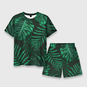 Мужской костюм с шортами 3D с принтом Я из джунглей ,  |  | branch | foliage | leafy | nature | арт | ветка | веточка | джунгли | зеленый | лист | листочки | листья | природа | черный