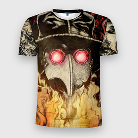 Мужская футболка 3D спортивная с принтом Чумной доктор Мор , 100% полиэстер с улучшенными характеристиками | приталенный силуэт, круглая горловина, широкие плечи, сужается к линии бедра | апокалипсис | мор | огонь | пламя | чума | чумной доктор