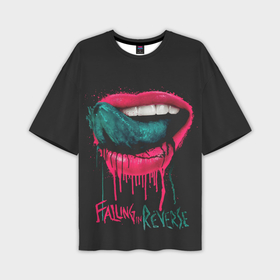 Мужская футболка oversize 3D с принтом Falling in Reverse ,  |  | falling in reverse | gold | lips | mouth | rock | ronnie radke | teeth | tongue | губы | золото | зубы | рок | ронни радке | рот | язык