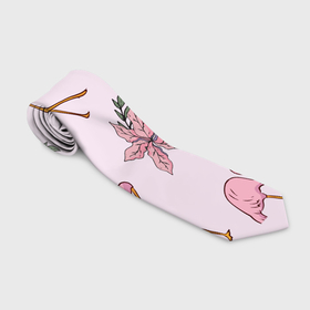 Галстук 3D с принтом Розовый фламинго в Новосибирске, 100% полиэстер | Длина 148 см; Плотность 150-180 г/м2 | doodling | textures | tiles | дудлинг | лист | листья | паттерн | природа | птица | птицы | розовый | розовый фламинго | тайлы | текстуры | узор | узоры | фламинго | фон | цветок | цветы