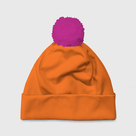 Шапка 3D c помпоном с принтом Цвет апельсиновая корка в Петрозаводске, 100% полиэстер | универсальный размер, печать по всей поверхности изделия | orange peel | pantone | без рисунка | коричневый | лето весна | модный цвет 2020 | оранжевый | оттенок оранжевого | рыжий | цвет апельсиновая корка