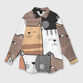 Мужская рубашка oversize 3D с принтом Котейки в Кировске,  |  | cat | cats | домашнее животное | квадрокот | кот | котейка | котики | кошка | кошки | мартовские коты | милая | милые | мимими | мур | мурмур | мурмурмур | мяу | няшные | прикольная | смешная | улыбки