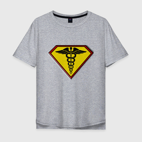 Мужская футболка хлопок Oversize с принтом Символ героев в Курске, 100% хлопок | свободный крой, круглый ворот, “спинка” длиннее передней части | врачи | врачи супергерои | медицина | символ | эмблема