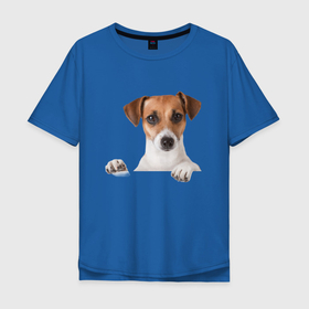 Мужская футболка хлопок Oversize с принтом Собака в Тюмени, 100% хлопок | свободный крой, круглый ворот, “спинка” длиннее передней части | джек рассел | друг | пес | питомец | собака