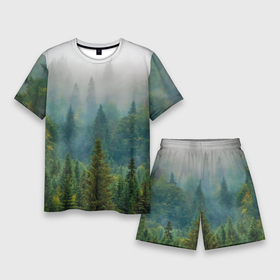 Мужской костюм с шортами 3D с принтом Лес в Екатеринбурге,  |  | siberia | trees | wood | деревья | ели | ёлки | ель | зеленый лес | лес | леса | природа | сибирский лес | сибирь | тайга | туман