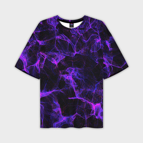 Мужская футболка oversize 3D с принтом Purple digital smoke neon в Белгороде,  |  | abstraction | geometry | hexagon | neon | paints | stripes | texture | triangle | абстракция | брызги | геометрия | краски | неон | неоновый | соты | текстура