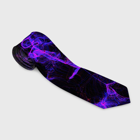 Галстук 3D с принтом Purple digital smoke neon в Курске, 100% полиэстер | Длина 148 см; Плотность 150-180 г/м2 | abstraction | geometry | hexagon | neon | paints | stripes | texture | triangle | абстракция | брызги | геометрия | краски | неон | неоновый | соты | текстура