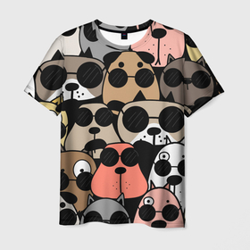 Мужская футболка 3D с принтом Серьезные псы в Новосибирске, 100% полиэфир | прямой крой, круглый вырез горловины, длина до линии бедер | Тематика изображения на принте: dog | doggy | девочка | девушка | дог | друзья | кинолог | кинология | любовь | мем | прикольная | радостная | радость | собака | собачница