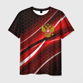 Мужская футболка 3D с принтом Россия в Новосибирске, 100% полиэфир | прямой крой, круглый вырез горловины, длина до линии бедер | eagle | flag | russia | герб россии | двухглавый орёл | орёл | рашка | россия | флаг | флаг россии