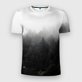 Мужская футболка 3D Slim с принтом Лес , 100% полиэстер с улучшенными характеристиками | приталенный силуэт, круглая горловина, широкие плечи, сужается к линии бедра | Тематика изображения на принте: siberia | trees | wood | деревья | лес | леса | ночной лес | природа | сибирский лес | сибирь | сосны | тайга | темный лес | туман