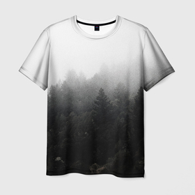 Мужская футболка 3D с принтом Лес в Кировске, 100% полиэфир | прямой крой, круглый вырез горловины, длина до линии бедер | Тематика изображения на принте: siberia | trees | wood | деревья | лес | леса | ночной лес | природа | сибирский лес | сибирь | сосны | тайга | темный лес | туман