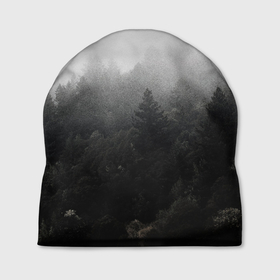 Шапка 3D с принтом Лес в Кировске, 100% полиэстер | универсальный размер, печать по всей поверхности изделия | Тематика изображения на принте: siberia | trees | wood | деревья | лес | леса | ночной лес | природа | сибирский лес | сибирь | сосны | тайга | темный лес | туман
