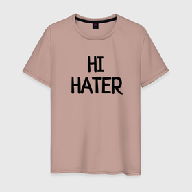 Мужская футболка хлопок с принтом HI HATER BYE HATER в Курске, 100% хлопок | прямой крой, круглый вырез горловины, длина до линии бедер, слегка спущенное плечо. | 