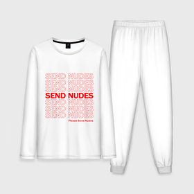 Мужская пижама с лонгсливом хлопок с принтом Отправь Нудесы ,  |  | Тематика изображения на принте: mem | memes | nude | nudes | мем | мемасы | мемесы | мемы | нуд | нудесы