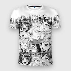 Мужская футболка 3D Slim с принтом Ахегао сенпай девушки в Санкт-Петербурге, 100% полиэстер с улучшенными характеристиками | приталенный силуэт, круглая горловина, широкие плечи, сужается к линии бедра | ahegao | аниме | ахегао | ахэгао | мульт | мультфильм | сенпай | сэмпай