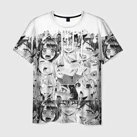 Мужская футболка 3D с принтом Ахегао сенпай девушки , 100% полиэфир | прямой крой, круглый вырез горловины, длина до линии бедер | ahegao | аниме | ахегао | ахэгао | мульт | мультфильм | сенпай | сэмпай