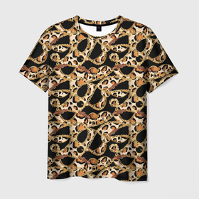 Мужская футболка 3D с принтом Цепочка и леопардовая текстура в Курске, 100% полиэфир | прямой крой, круглый вырез горловины, длина до линии бедер | texture | versace | абстракт | абстракция | версаче | классика | линии | паттерн | полосы | стиль | строгий | текстура | узоры