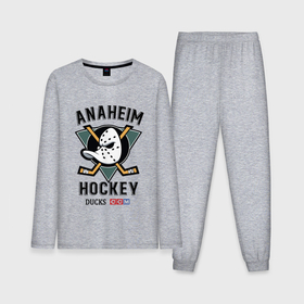 Мужская пижама с лонгсливом хлопок с принтом Anaheim Ducks ,  |  | anaheim | ducks | hockey | nhl | sport | usa | клюшки | нхл | спорт | утки | хоккей | шайбу