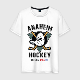 Мужская футболка хлопок с принтом Anaheim Ducks , 100% хлопок | прямой крой, круглый вырез горловины, длина до линии бедер, слегка спущенное плечо. | anaheim | ducks | hockey | nhl | sport | usa | клюшки | нхл | спорт | утки | хоккей | шайбу
