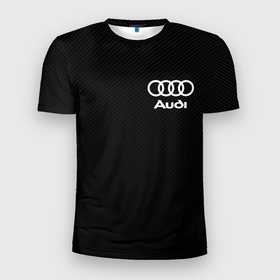 Мужская футболка 3D Slim с принтом Audi в Тюмени, 100% полиэстер с улучшенными характеристиками | приталенный силуэт, круглая горловина, широкие плечи, сужается к линии бедра | Тематика изображения на принте: audi | auto | rs | sport | авто | автомобиль | автомобильные | ауди | бренд | марка | машины | спорт