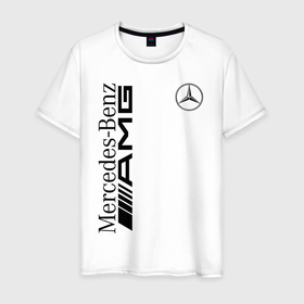Мужская футболка хлопок с принтом Mercedes Benz AMG в Екатеринбурге, 100% хлопок | прямой крой, круглый вырез горловины, длина до линии бедер, слегка спущенное плечо. | amg | auto | mercedes | sport | авто | автомобиль | автомобильные | амг | бренд | марка | машины | мерседес | спорт