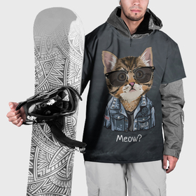 Накидка на куртку 3D с принтом Кот в   очках в Белгороде, 100% полиэстер |  | cat | в очках | кот | кот рокер | котик | котяра | кошка | крутой кот | милый | милый кот | рокер