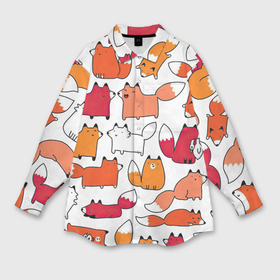 Мужская рубашка oversize 3D с принтом Милые лисы в Курске,  |  | белый | красный | лиса | лисы | много животных | много зверей | рыжий