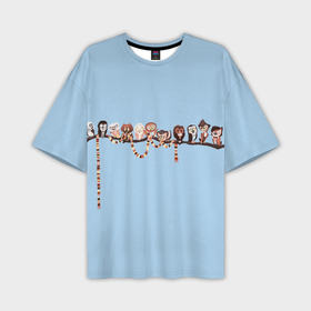 Мужская футболка oversize 3D с принтом Совы на ветке в Тюмени,  |  | Тематика изображения на принте: ветка | птицы | сова | совы | шарф