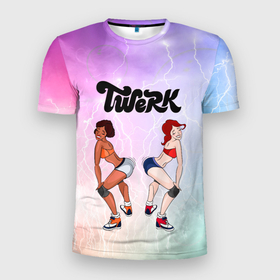 Мужская футболка 3D спортивная с принтом Тверк в Санкт-Петербурге, 100% полиэстер с улучшенными характеристиками | приталенный силуэт, круглая горловина, широкие плечи, сужается к линии бедра | twerk | бедра | двигай попой | танцевальные движения | танцы | тверк