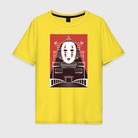 Мужская футболка хлопок Oversize с принтом Каонаси в Новосибирске, 100% хлопок | свободный крой, круглый ворот, “спинка” длиннее передней части | studio ghibli | аниме | унесённые призраками | хаяо миядзаки