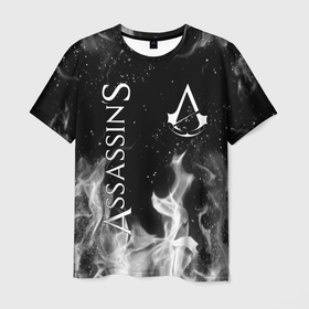 Мужская футболка 3D с принтом Assassin s Creed в Новосибирске, 100% полиэфир | прямой крой, круглый вырез горловины, длина до линии бедер | crow | slayer | valhalla | vikings | асасин | ассасин крид | ассассин | вальхалла | викинги | ворон | тамплиеры