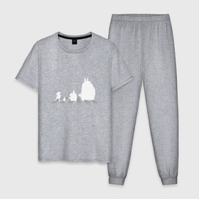 Мужская пижама хлопок с принтом Totoro Beatles , 100% хлопок | брюки и футболка прямого кроя, без карманов, на брюках мягкая резинка на поясе и по низу штанин
 | beatles | forest | ghibli | japan | miyazaki | nature | neigbor | neighbour | totoro | анимация | аниме | битлз | гибли | друг | животные | лес | любовь | милый | мир | миядзаки | мульт | мультфильм | приключения | природа | сказка | сосед | то