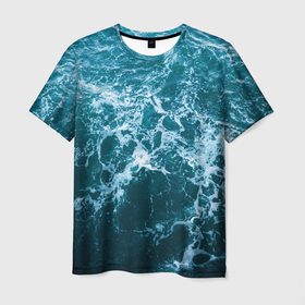 Мужская футболка 3D с принтом Водная гладь в Новосибирске, 100% полиэфир | прямой крой, круглый вырез горловины, длина до линии бедер | волны | море | рябь