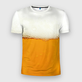 Мужская футболка 3D Slim с принтом Я пиво в Курске, 100% полиэстер с улучшенными характеристиками | приталенный силуэт, круглая горловина, широкие плечи, сужается к линии бедра | beer | бир | напитки | пенное