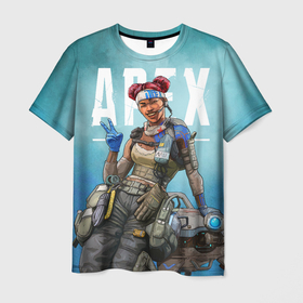 Мужская футболка 3D с принтом APEX LEGENDS Lifeline в Екатеринбурге, 100% полиэфир | прямой крой, круглый вырез горловины, длина до линии бедер | apex | apex legends | lifeline | апекс | игры | лайфлайн